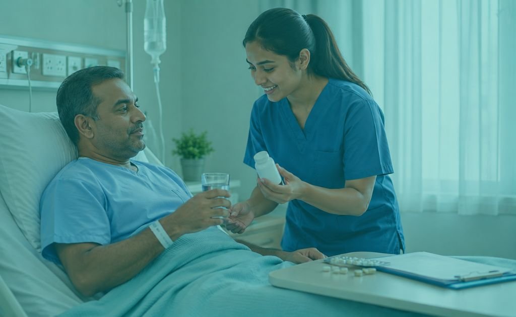 Comfortable bedroom setup designed for safe post surgery recovery at home